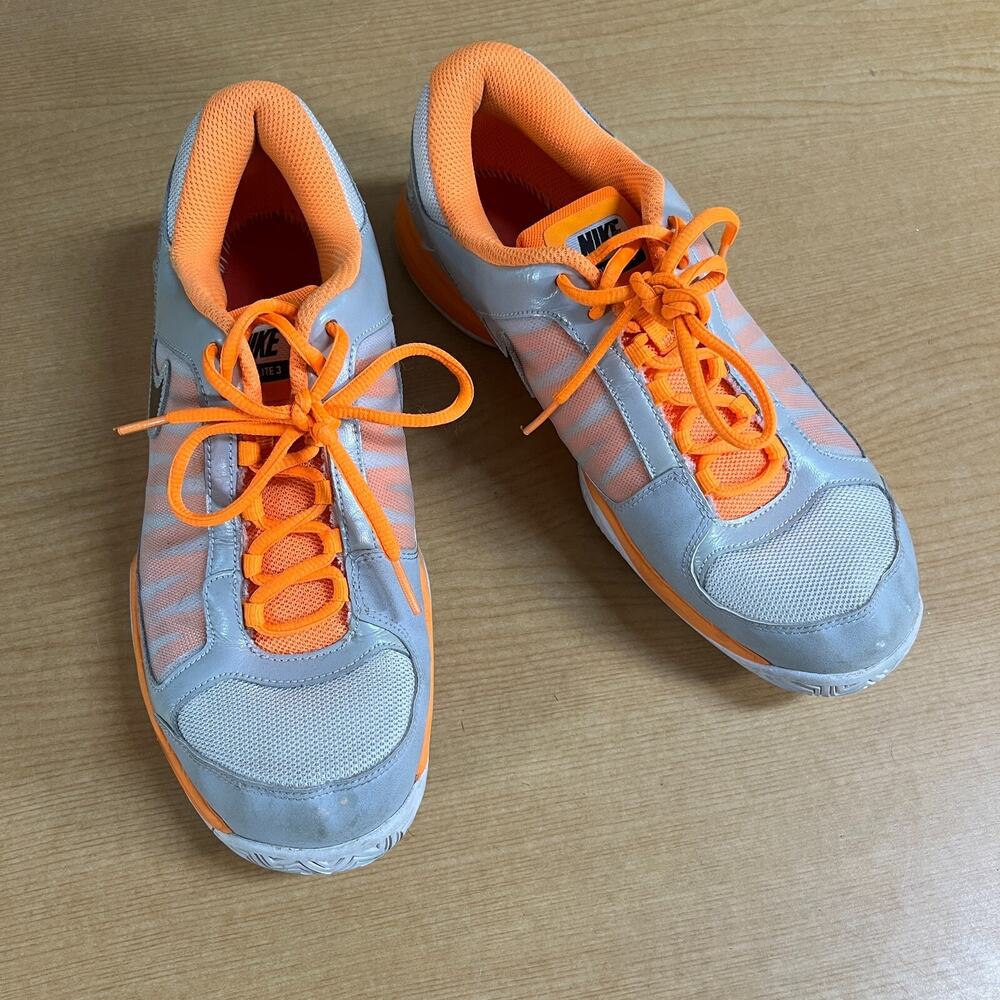 Nike Zoom Courtlite 3 Size 10 Running Shoes Gray Orange Sneaker 487996-108